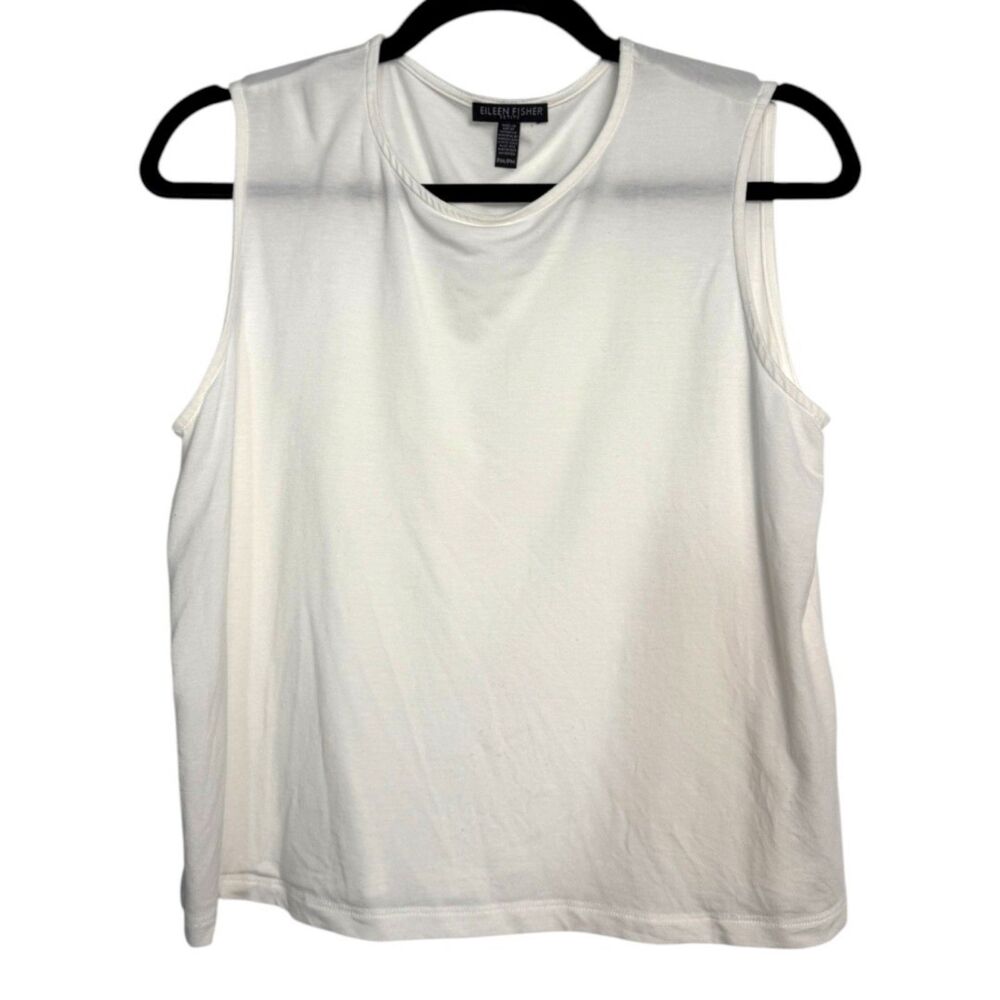 Eileen Fisher Boxy High Neck Sleeveless Tank Top White Size Medium Petite